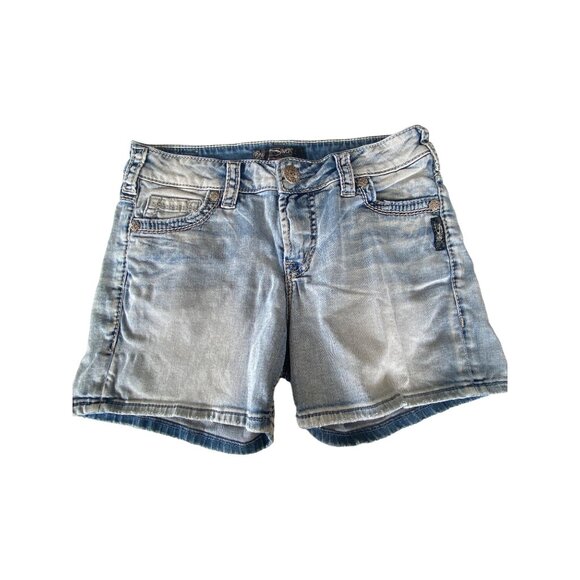 Silver Jeans Co. Tuesday Mid Shorts Women's 27 Denim Jeans Shorts Light Wash - Picture 11 of 12